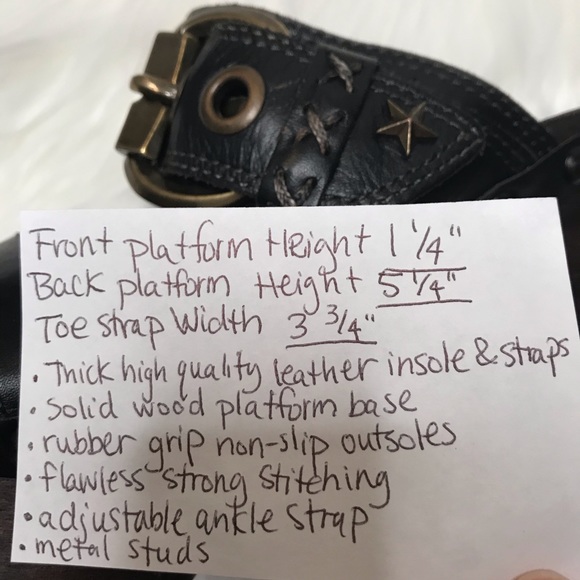 DIEGO DI LUCCA Whimsigoth Y2K leather wood platform sandals 9 - Picture 10 of 12